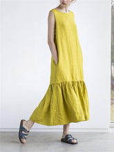 Load image into Gallery viewer, Drop Ruffle Soft Linen Maxi Dress