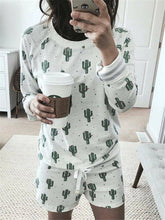 Load image into Gallery viewer, Romantic Cactus Printed Home Wear Loungewear Set