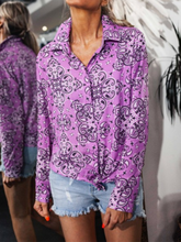 Load image into Gallery viewer, Fashion Trendy Printed Long Sleeve Loose Purple Blouses