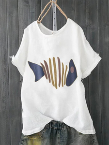 V-Neck Printed Casual T-Shirts