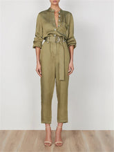 Load image into Gallery viewer, Simple Solid Color Collar Pocket Jumpsuits