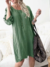 Load image into Gallery viewer, Cotton and Lace Round Neck Casual Dress