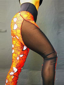 Spider Printed Peach Hip Fitness Yoga Pants