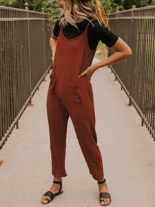 Women's Comfy Stretchy Jumpsuit with Adjustable Straps