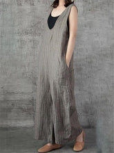 Load image into Gallery viewer, Casual Cotton Linen Pocket Jumpsuits