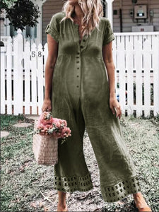 Loose Casual Button Maternity Jumpsuit