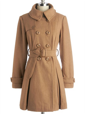 Solid Color Belt Warm Woolen Coat