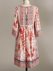 Ethnic Style Loose V-Neck Dress