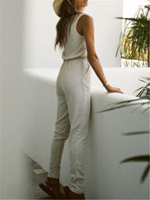 Load image into Gallery viewer, Solid Color Casual V Neck Sleeveless Jumpsuits