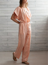 Load image into Gallery viewer, Casual Cotton And Linen Solid Cross V Neck Jumpsuits