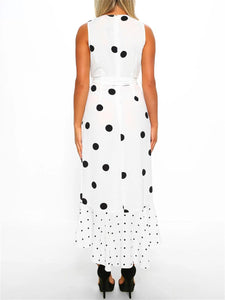 Sexy Deep V Polka Dot Pleated Dress