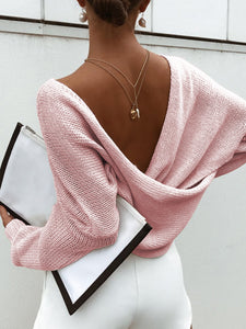 Fashion Simple Loose V Neck Sweater