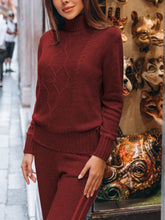 Load image into Gallery viewer, Turtleneck Knitted Casual Two-piece Suit