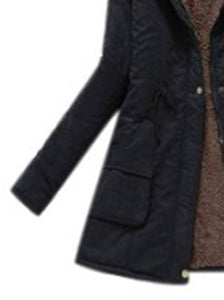 Long Black Plus Velvet Hooded Coat