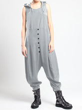 Load image into Gallery viewer, Casual Sleeveless Button Side Pocket Harem Pants Jumpsuit