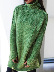 Turtleneck Knitted Long Sleeve Plus Size Sweaters