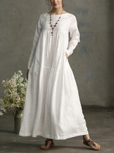 Load image into Gallery viewer, Cotton and Linen Casual Long-sleeved Dress