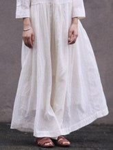 Load image into Gallery viewer, Round Neck Cotton Linen Casual Long Sleeve Dress