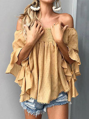 Off-the-shoulder Cotton-linen Top