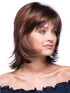 Dark Brown Short Micro Curly Air Bangs Synthetic Wigs