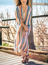 Load image into Gallery viewer, Bohemia Casual Loose Linen Striped Pocket Dress