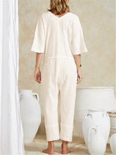 Load image into Gallery viewer, Fashion Vacation Solid Color V Neck Loose Jumpsuits