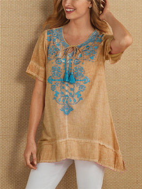 Bohemian Retro Casual Loose Soft Floral T-Shirt