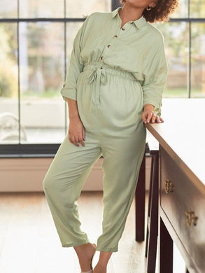 Lapel-Waist-Closed Maternity  Jumpsuit