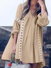 Load image into Gallery viewer, V-Neck Casual Long Sleeve Solid Mini Dress