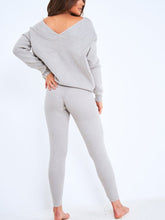 Load image into Gallery viewer, GREY KNOT FRONT KNIT LOUNGEWEAR SET - LORELEI