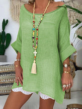 Load image into Gallery viewer, Round Neck Cotton Linen Top
