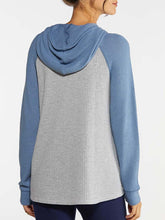 Load image into Gallery viewer, Knotted Waffle Hooded Colorblock Top