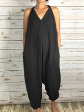 Load image into Gallery viewer, Solid Color Halter V-neck Loose Jumpsuit