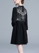 Load image into Gallery viewer, Loose Large Size Embroidered Lace Stitching Stand-Up Dress