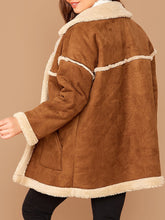 Load image into Gallery viewer, Plus Patch Pocket Faux Shearling Coat