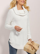 Load image into Gallery viewer, Autumn Winter High Collar Long Sleeve Button Sweater