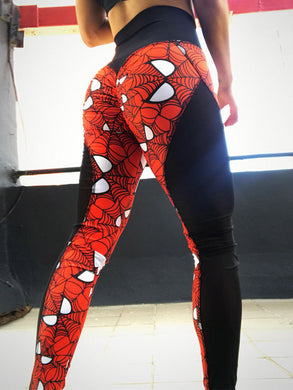 Spider Printed Peach Hip Fitness Yoga Pants