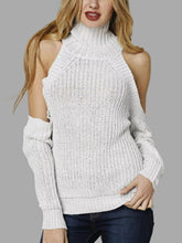 Load image into Gallery viewer, High collar off-the-shoulder sweater