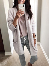 Load image into Gallery viewer, Solid Color Medium And Thick Fleece Long Sleeved Long Cardigan