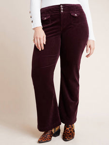 Plus Size High-Rise Bootcut Corduroy Pants