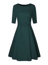 Load image into Gallery viewer, Round Neck Sleeves with Waistband Dress Retro Temperament Slim Skirt