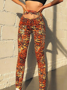 Women Leopard Print High Waist Skinny Yoga Leggings