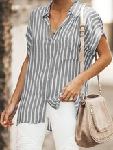 Load image into Gallery viewer, Women Casual Striped Fit Button Blouse