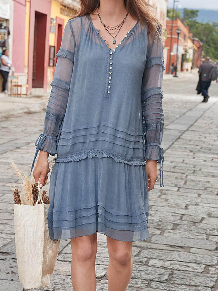 Loose Solid Color Casual Dress