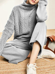 Loose Casual Turtleneck Long Sleeve Pants Two Piece Set