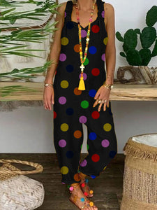 Loose Casual Comfortable Colorful Polka Dot Jumpsuit