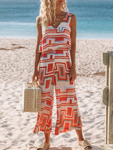 Load image into Gallery viewer,  V-Neck Geometric Print Jumpsuit