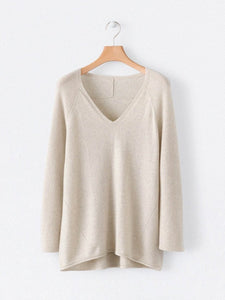 V-neck Knitted Long-sleeved Sweater