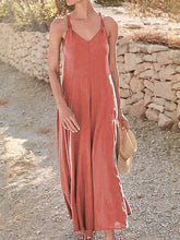 Load image into Gallery viewer, Women&#39;s Strap Cotton V Neck Plain Maxi Dresses