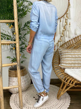 Load image into Gallery viewer, Light Blue Denim Plain Casual Jumpsuits